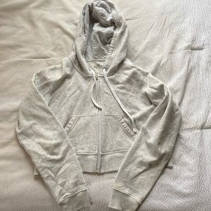 Hollister cropped light grey hoodie